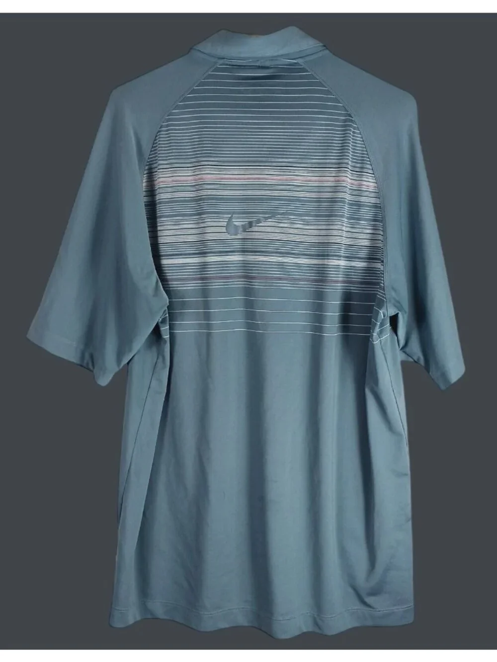 Nike Golf Striped Quarter Zip Performance Polo Shirt Mens M Blue Tennis Sporty